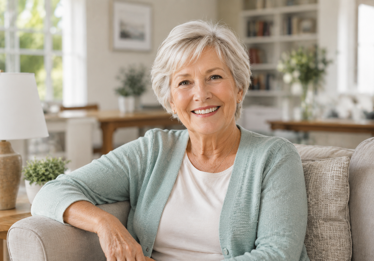 Older woman smiling during a Medicare planning conversation